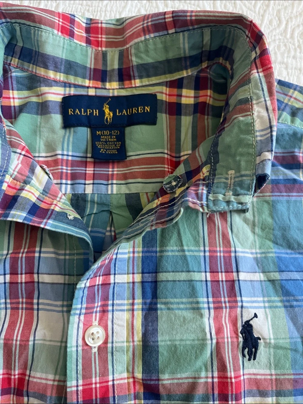 Ralph Lauren Boys Plaid Button-Down Shirt medium 10/12